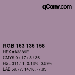Color code: RGB 163 136 158 | qconv.com
