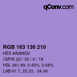 Color code: RGB 163 136 210 | qconv.com