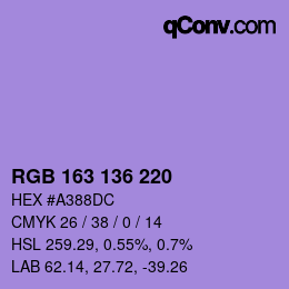 Color code: RGB 163 136 220 | qconv.com