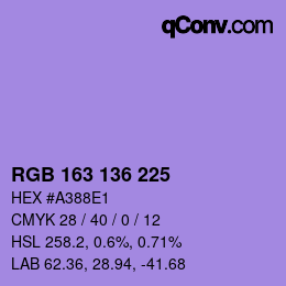 Color code: RGB 163 136 225 | qconv.com