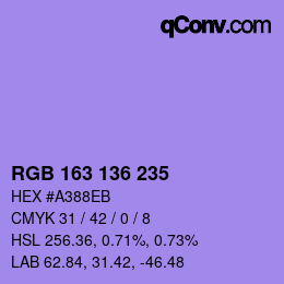 Color code: RGB 163 136 235 | qconv.com
