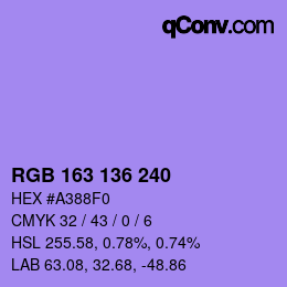 Color code: RGB 163 136 240 | qconv.com