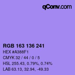 Color code: RGB 163 136 241 | qconv.com
