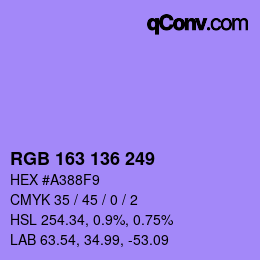 Color code: RGB 163 136 249 | qconv.com