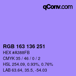 Color code: RGB 163 136 251 | qconv.com