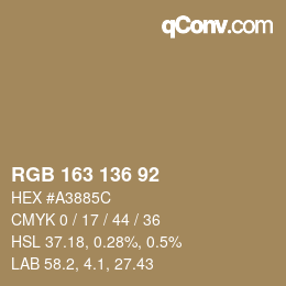 Color code: RGB 163 136 92 | qconv.com