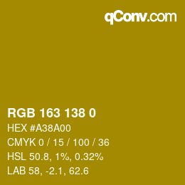 颜色代码: RGB 163 138 0 | qconv.com