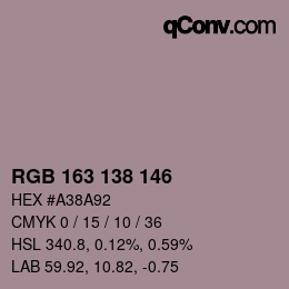 Código de color: RGB 163 138 146 | qconv.com