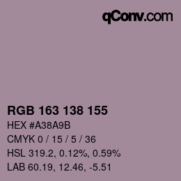 颜色代码: RGB 163 138 155 | qconv.com