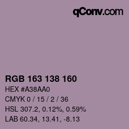 颜色代码: RGB 163 138 160 | qconv.com