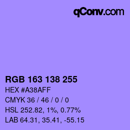 Color code: RGB 163 138 255 | qconv.com