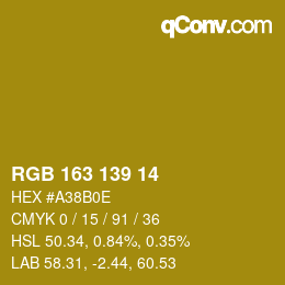 Color code: RGB 163 139 14 | qconv.com