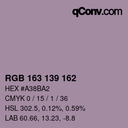 颜色代码: RGB 163 139 162 | qconv.com