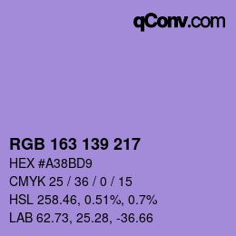 カラーコード: RGB 163 139 217 | qconv.com