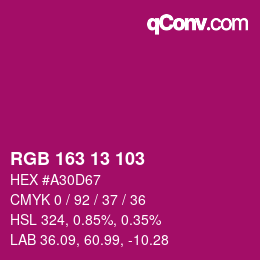 颜色代码: RGB 163 13 103 | qconv.com