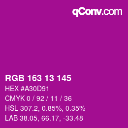 カラーコード: RGB 163 13 145 | qconv.com