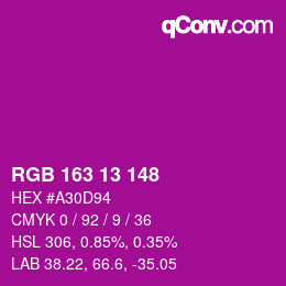 カラーコード: RGB 163 13 148 | qconv.com