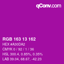 Color code: RGB 163 13 162 | qconv.com