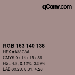 颜色代码: RGB 163 140 138 | qconv.com