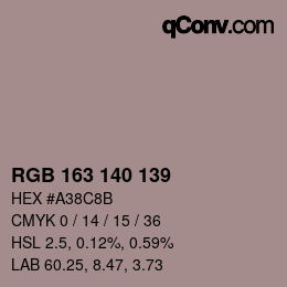Farbcode: RGB 163 140 139 | qconv.com