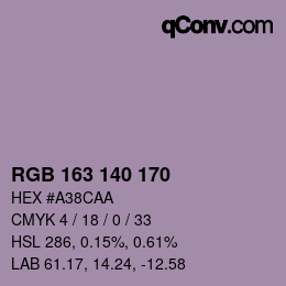 カラーコード: RGB 163 140 170 | qconv.com