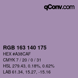 Color code: RGB 163 140 175 | qconv.com