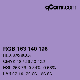 Color code: RGB 163 140 198 | qconv.com