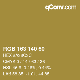Color code: RGB 163 140 60 | qconv.com