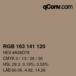 Código de color: RGB 163 141 120 | qconv.com