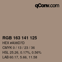 カラーコード: RGB 163 141 125 | qconv.com
