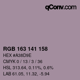 Color code: RGB 163 141 158 | qconv.com