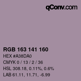 Color code: RGB 163 141 160 | qconv.com