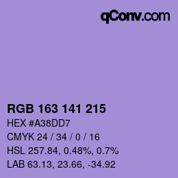 カラーコード: RGB 163 141 215 | qconv.com