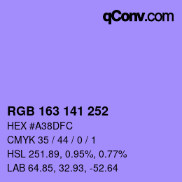 カラーコード: RGB 163 141 252 | qconv.com