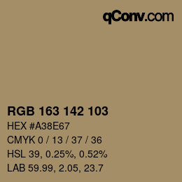 カラーコード: RGB 163 142 103 | qconv.com