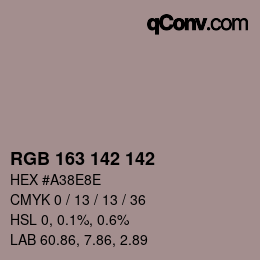 Color code: RGB 163 142 142 | qconv.com