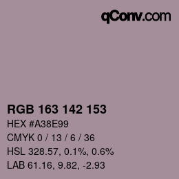 Color code: RGB 163 142 153 | qconv.com