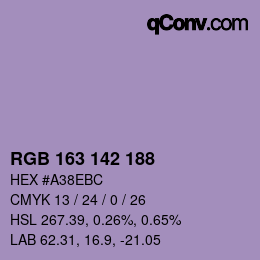 Color code: RGB 163 142 188 | qconv.com