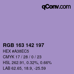 カラーコード: RGB 163 142 197 | qconv.com