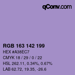 Color code: RGB 163 142 199 | qconv.com