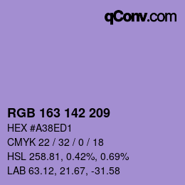 Color code: RGB 163 142 209 | qconv.com