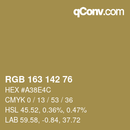 カラーコード: RGB 163 142 76 | qconv.com