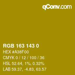 カラーコード: RGB 163 143 0 | qconv.com