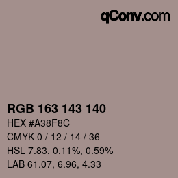 Farbcode: RGB 163 143 140 | qconv.com