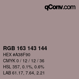 颜色代码: RGB 163 143 144 | qconv.com