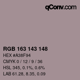 颜色代码: RGB 163 143 148 | qconv.com