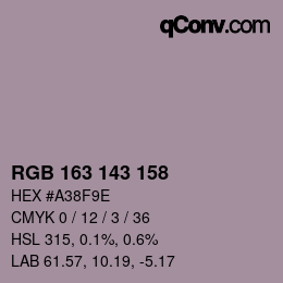 颜色代码: RGB 163 143 158 | qconv.com