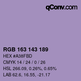 Color code: RGB 163 143 189 | qconv.com