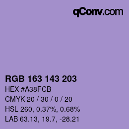 Color code: RGB 163 143 203 | qconv.com