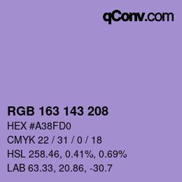 カラーコード: RGB 163 143 208 | qconv.com